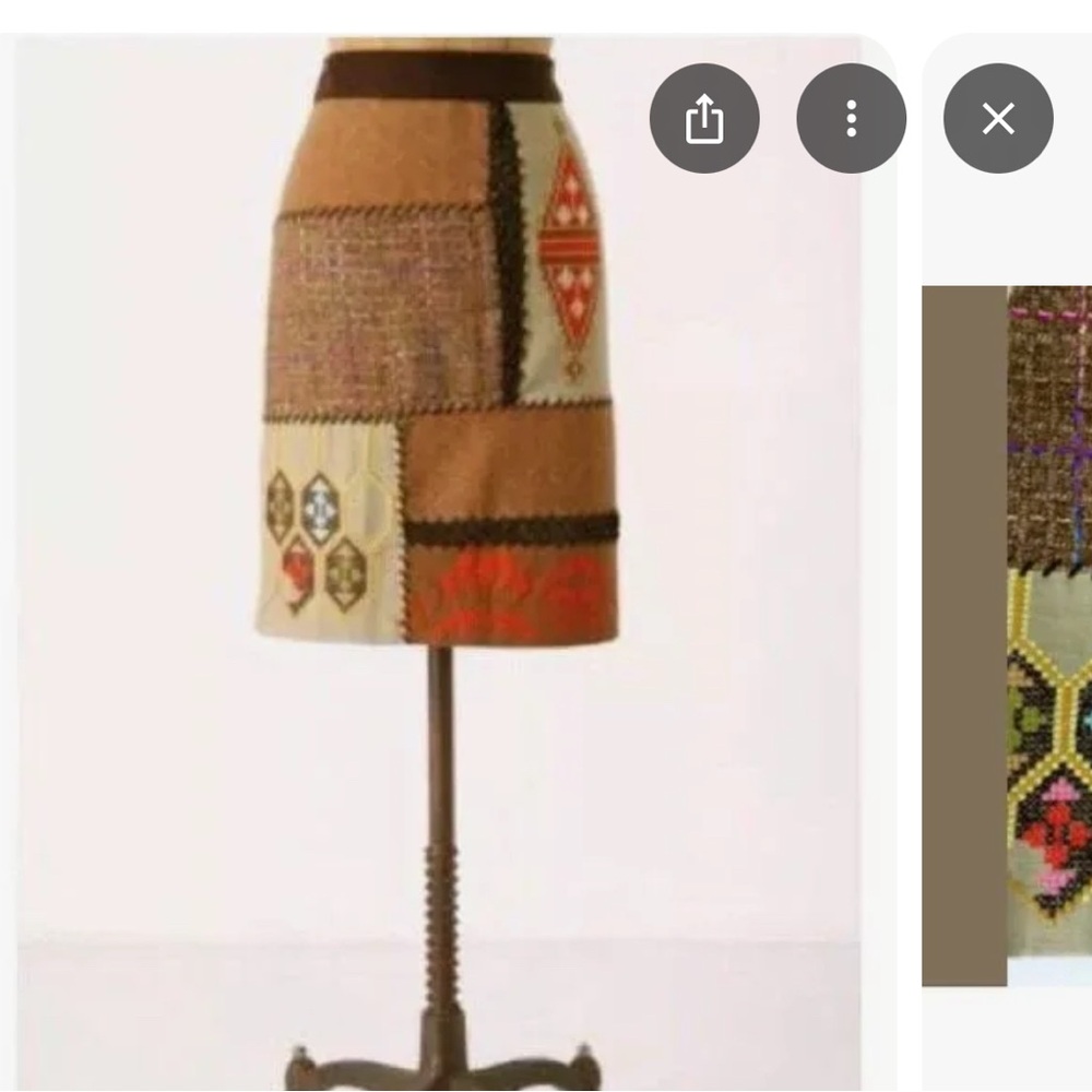 Anthropologie , Patchwork Brown Skirt - image 1